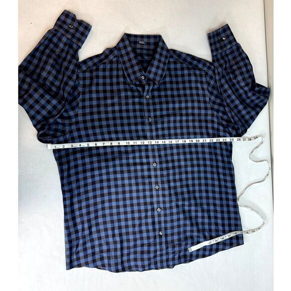 MSL Men's Checkered Button Down Shirt Blue 100% Cotton - Men's Size XL - Picture 4 of 11